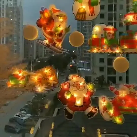 LED Christmas Suction Cup Lights Shop Window Hanging Lights Christmas Decorative String 