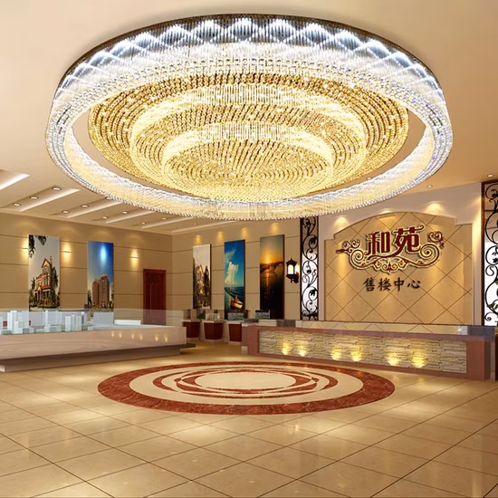 Hotel Lobby Indoor Staircase Custom Project Glass Round LED Ceiling Chandelier Lamp