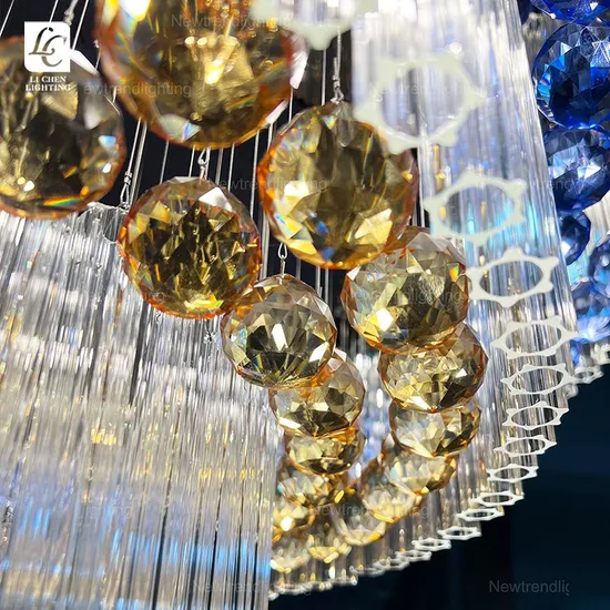 Custom Indoor Hotel Lobby Decoration Fixtures Luxury Crystal Chandelier Ceiling Lamp 