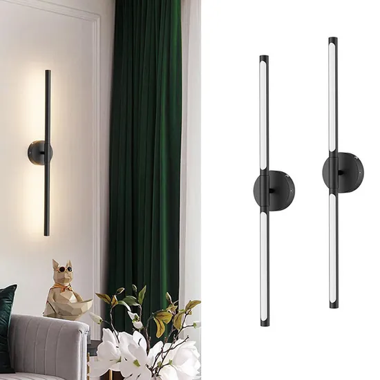 LED Three Color Modern Indoor Decorative Battery Operated Light Living Room Bathroom Black Rechargeable Wall Lamp with Touch and Remote Control 