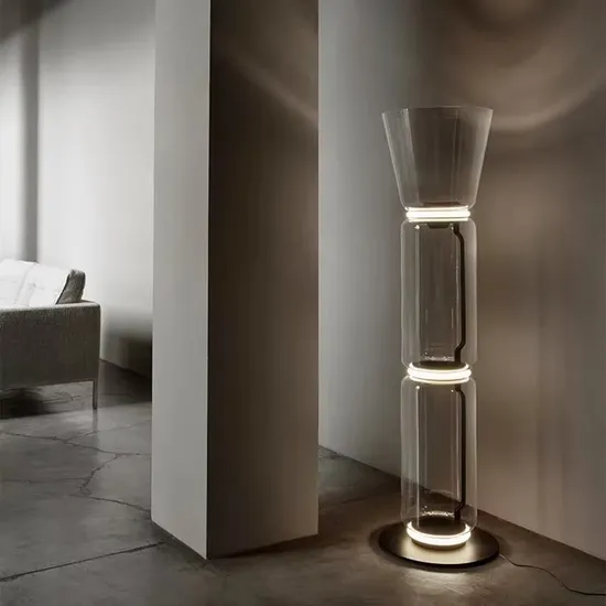 Indoor Decor Standing Light Bedroom Bedside Lamp Clear Glass Lampshade Noctambule Floor Lamp (WH