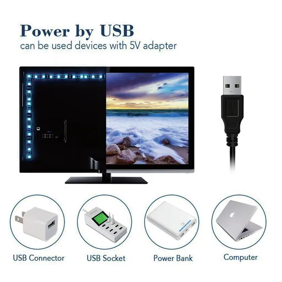 RGB 5V LED Waterproof USB Control 3m/5m Set of Background LED TV Backlight Strip Light 