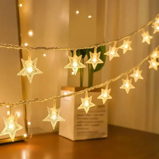 Hot Selling Pentagonal Cherry Blossom LED Light String Waterproof Outdoor Camping Battery Box with Star Colored Christmas Lights 